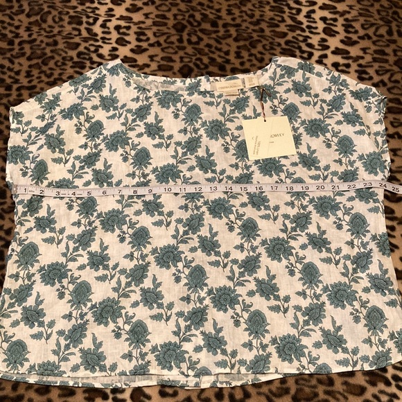 CYNTHIA ROWLEY Blouse Women’s Size M White Linen Floral Button Back Shirt - Picture 7 of 9